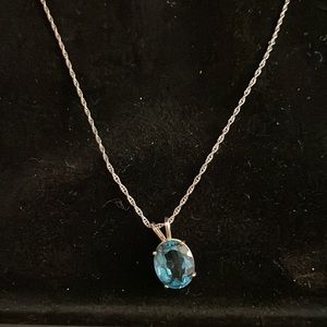 Beautiful Macys sterling silver aquamarine necklace
